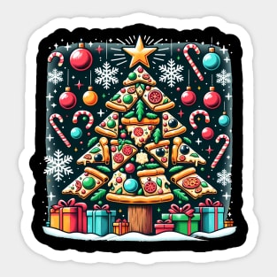 Xmas Tree with Pizza, Funny Pizza Lover Sticker